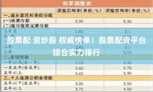 股票配 资炒股 权威榜单！股票配资平台综合实力排行